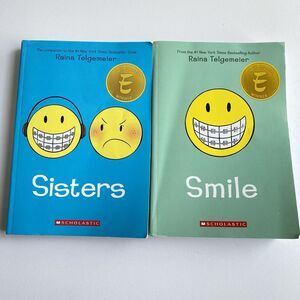 Raina Telgemeier Smile &‎ Sisters Graphic Novels Books Lot of 2